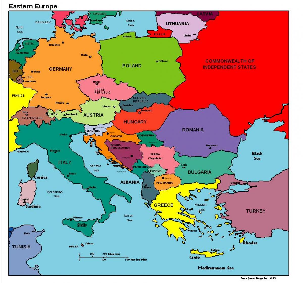 χάρτης της ευρώπης με την Αλβανία